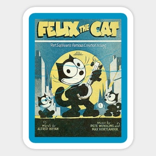 VINTAGE RETRO FELIX WITH UKULELE Sticker